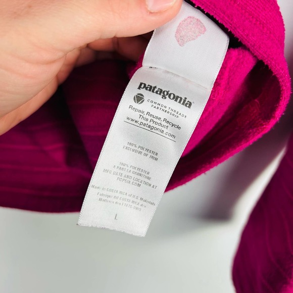 Patagonia Hot Pink Fuchsia Fleece 1/4 Zip Pull-Over Top Kids Size Large - Picture 4 of 6